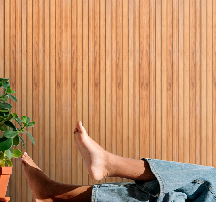 Fa stílusú függőleges teak fa léc tapéta - TenStickers