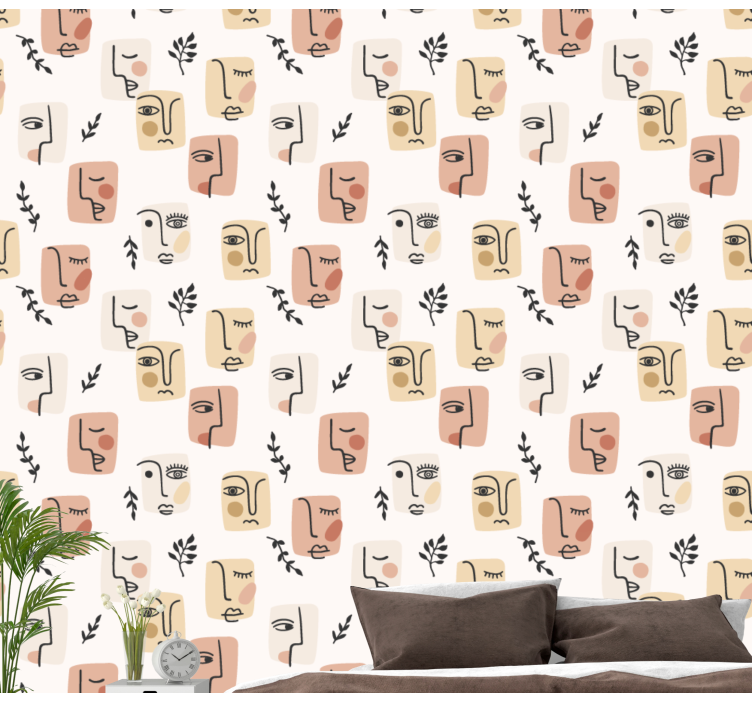 Absztrakt arcok minta art tapéta - TenStickers