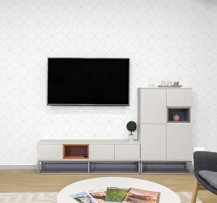 Absztrakt négyzetek fehér háttér tapéta - TenStickers