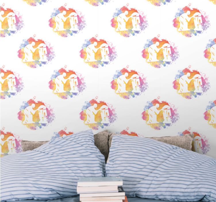 Absztrakt pár sziluett Tapéta Művészet - TenStickers