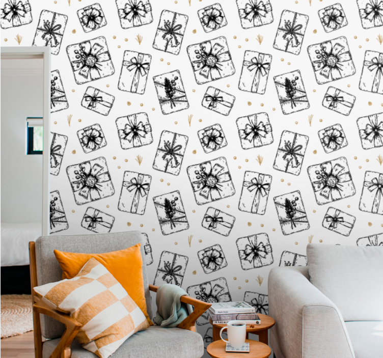 Ajándék masni minták Tapéta Karácsony - TenStickers