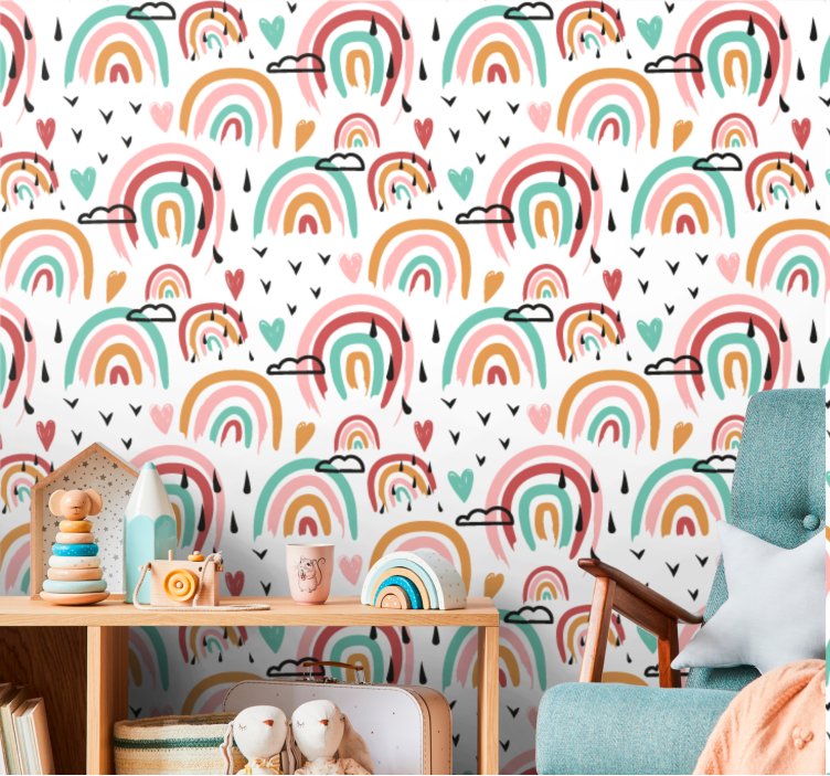 Akvarell szivárványmintás tapéta - TenStickers