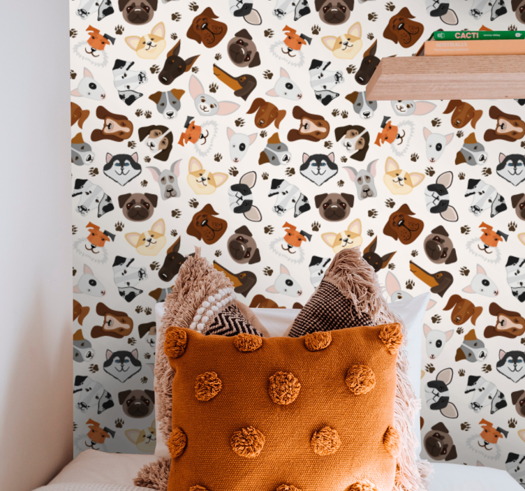Aranyos keverék kiskutya mintás gyerek tapéta - TenStickers