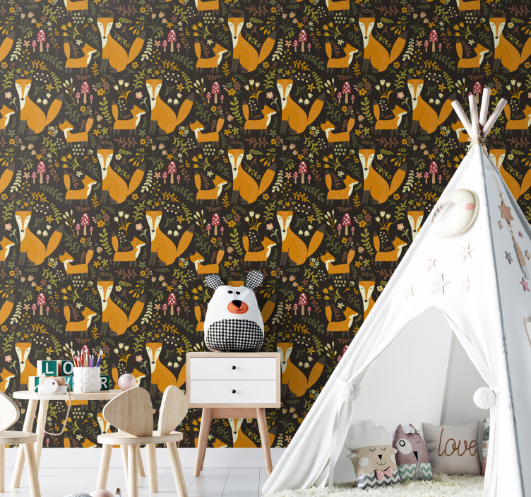 Aranyos róka állat tapéta - TenStickers