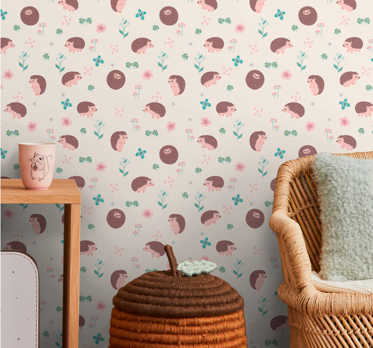 Aranyos sündisznó minták Allati tapéta - TenStickers