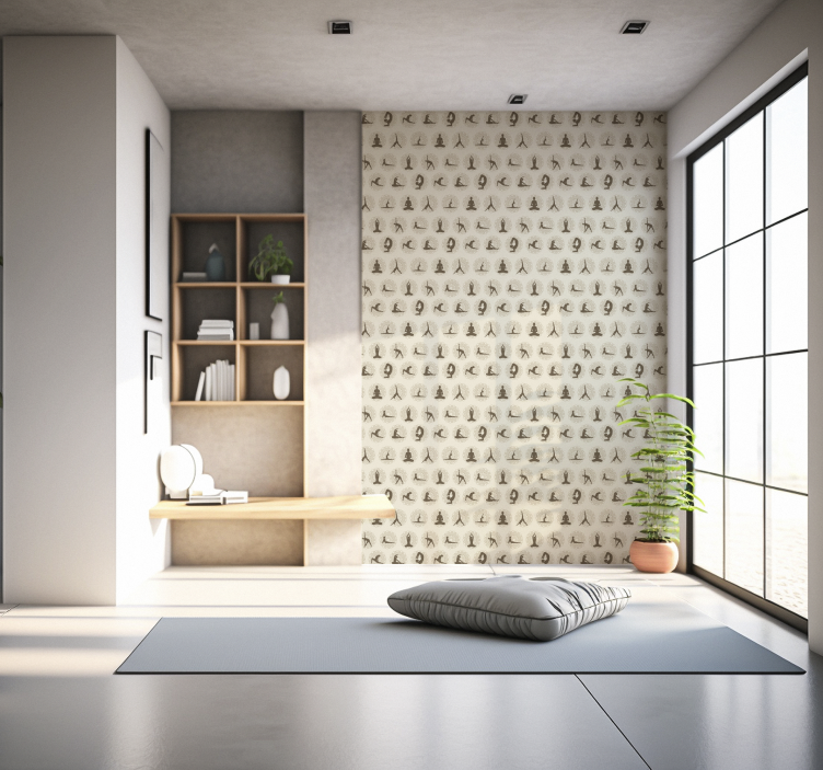 Barna jóga ikonok Bézs tapéta - TenStickers