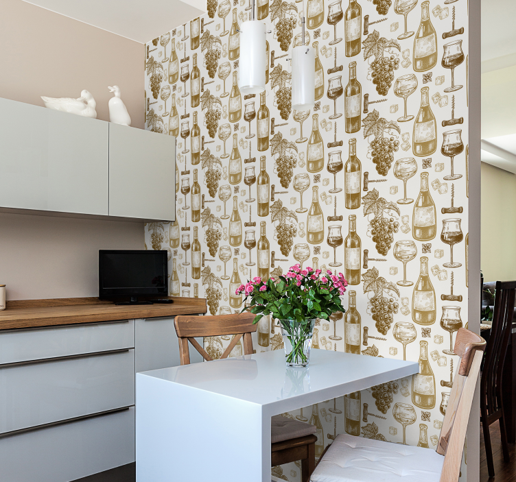 Borosüvegek konyhai tapéta - TenStickers