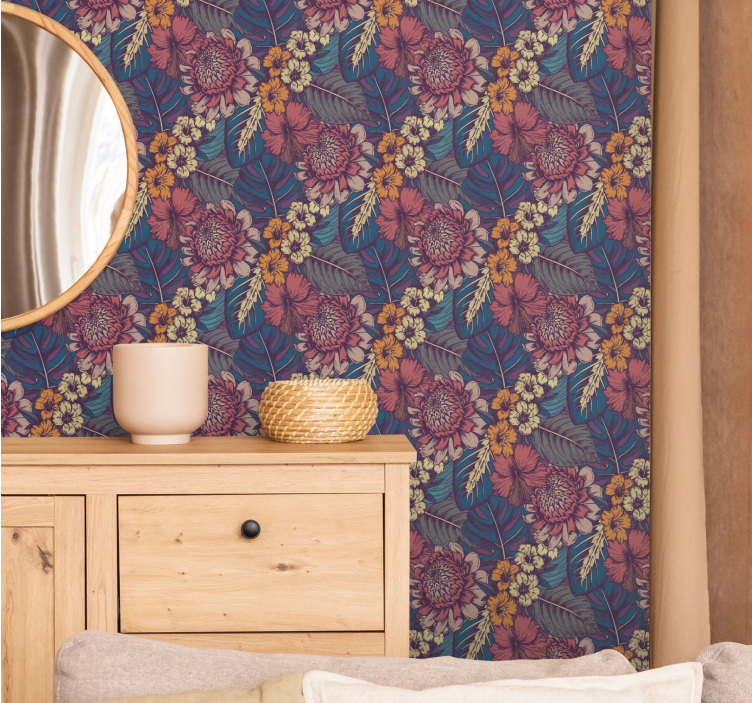 Botanikai vintage minta Tapéta Virágok - TenStickers