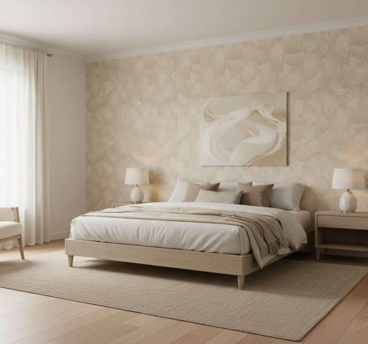 Chic bézs absztrakt légkondicionáló tapéta levelek - TenStickers