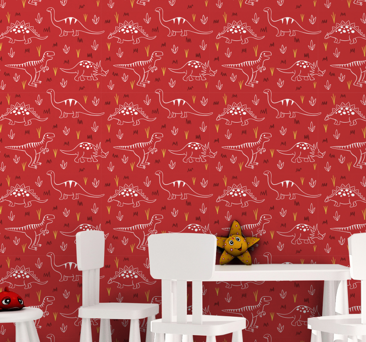 Dinoszaurusz illusztráció Tapéta Dinoszauruszok - TenStickers