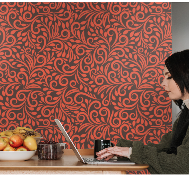 Díszes örvénylések Tapéta Virágdíszes - TenStickers