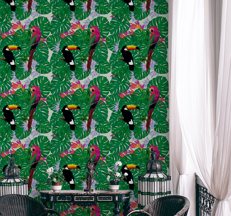 Jungle pattern jungle vinyl wallpaper - TenStickers