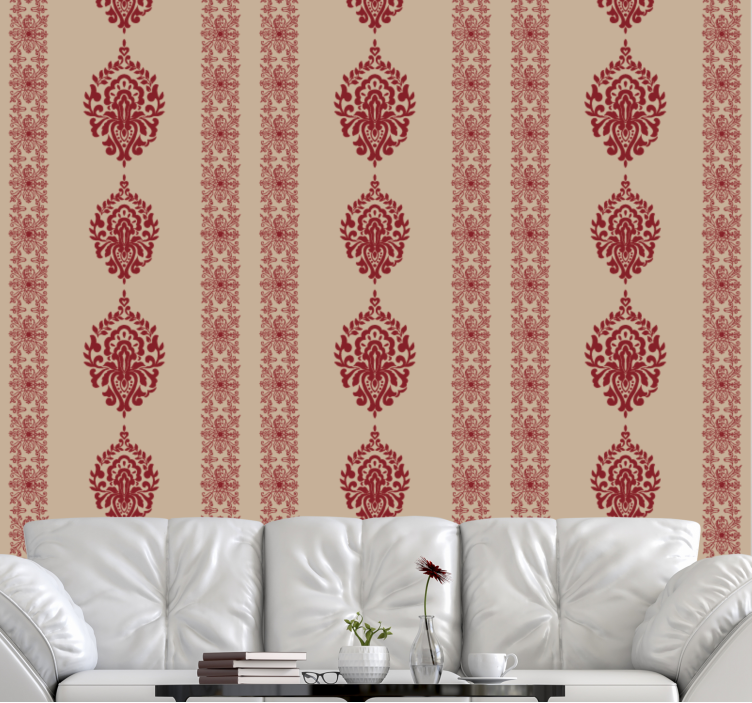 Elegáns piros minták Barokk Tapéta - TenStickers