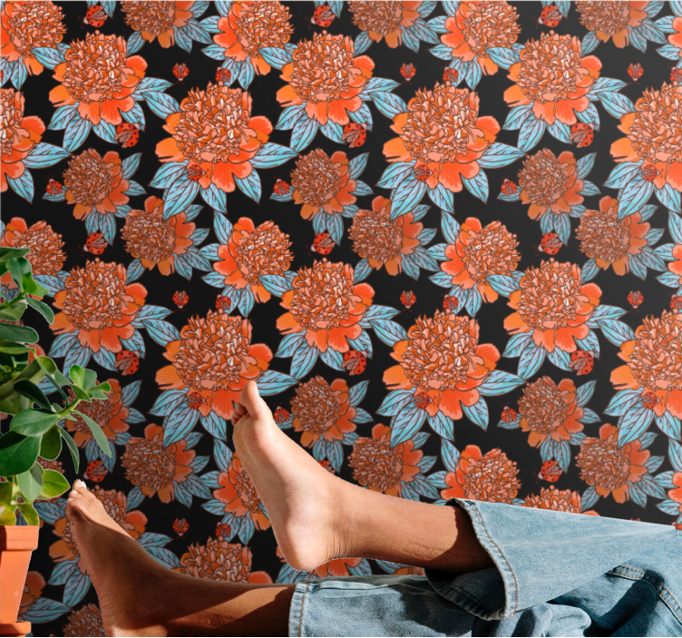 élénk színes design Tapéta Virágok - TenStickers