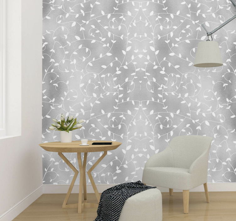 Fa ágai fehér és ezüst tapéta - TenStickers