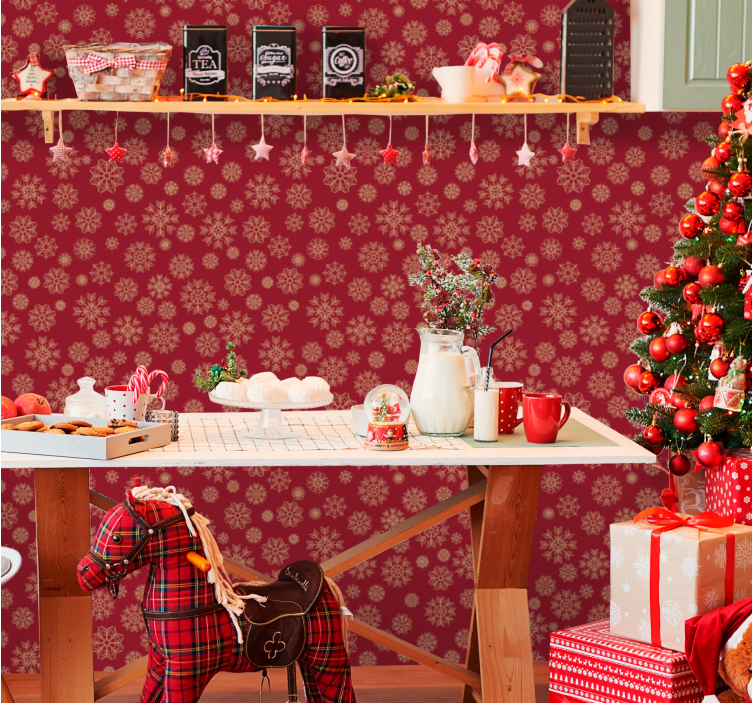 Fagyos virágmintás Tapéta Karácsony - TenStickers