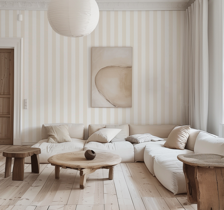 Fehér és bézs színben Függőleges csíkos háttér - TenStickers