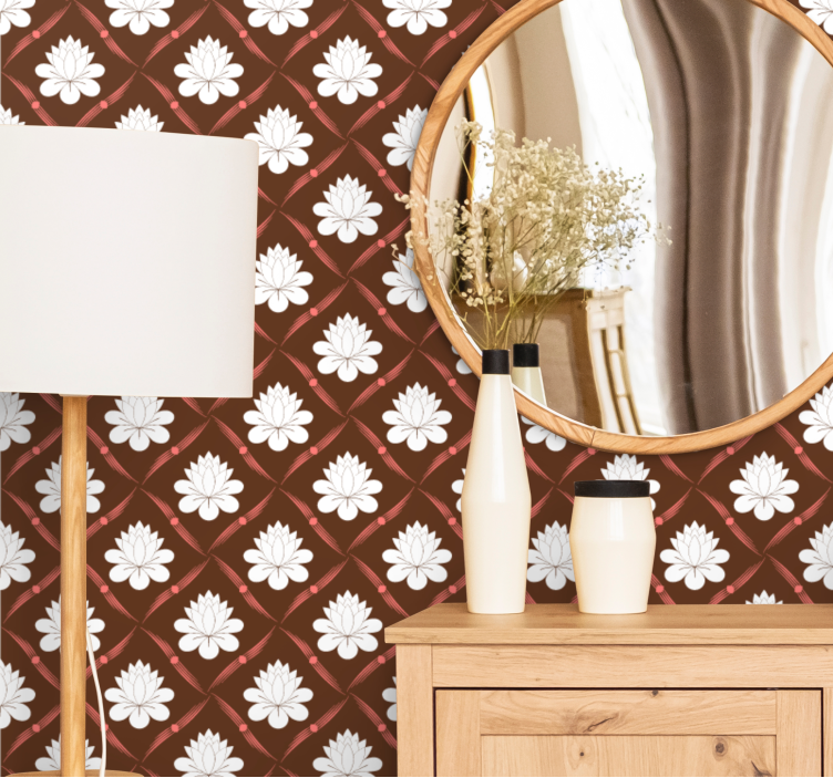 Fehér virágmintás tini hálószoba tapéta - TenStickers