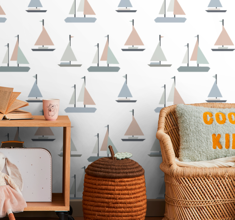 Finom vitorlás mintás gyerekszoba tapéta - TenStickers