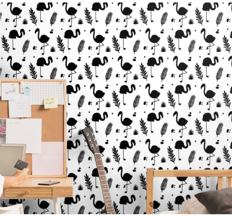 Flamingó lombozat minta Allati tapéta - TenStickers