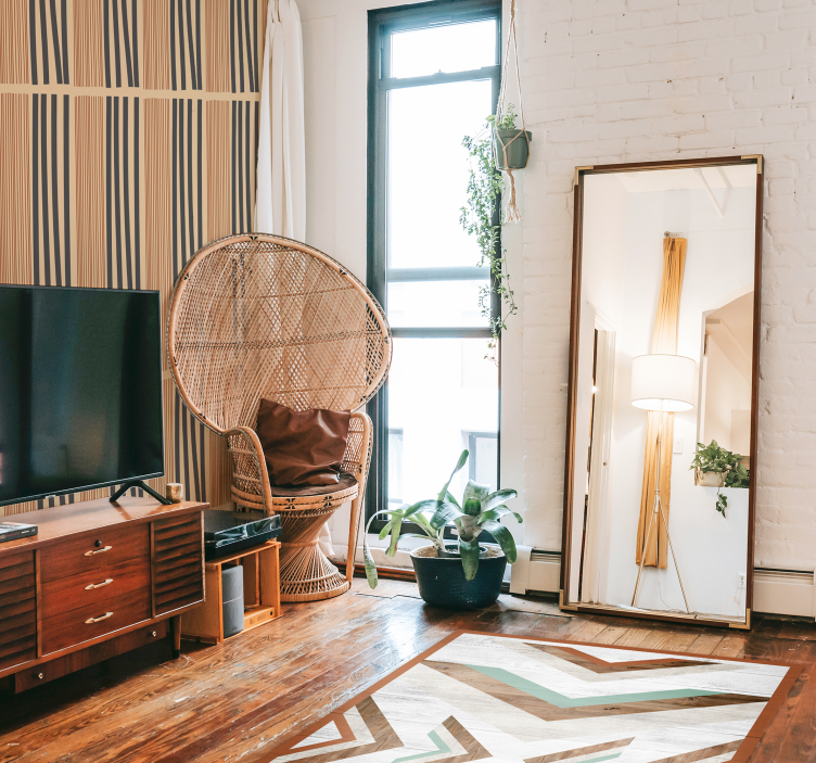 Boho csíkos mintás nappali tapéta - TenStickers