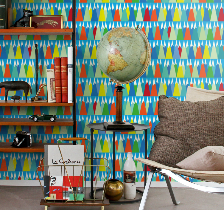 Geometrikus hegyi táj Tapéta Geometriai - TenStickers