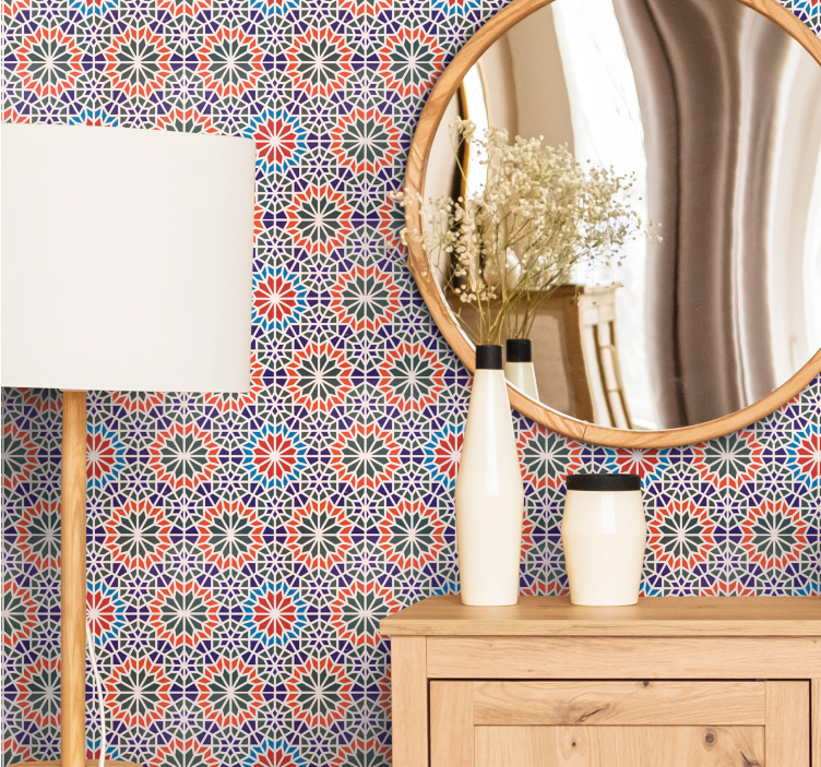 Geometrikus virágmotívumok Tapéta Virágdíszes - TenStickers