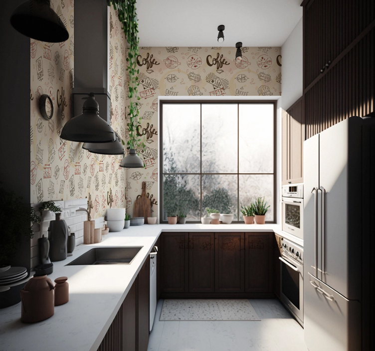 Kávé ikonok étkező tapéta - TenStickers