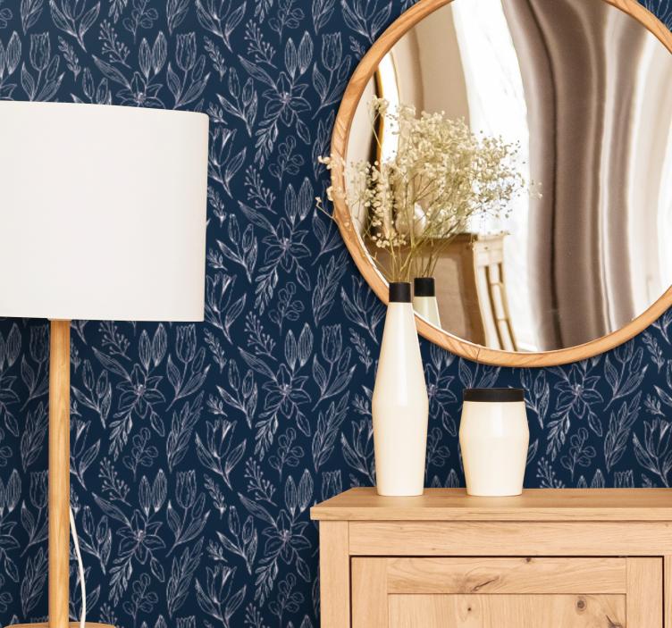 Kék virágzó motívum Tapéta Virágok - TenStickers