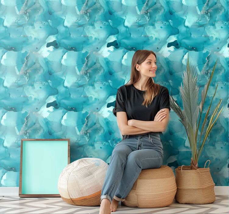 Kék hullámok Tapéta absztrakt - TenStickers