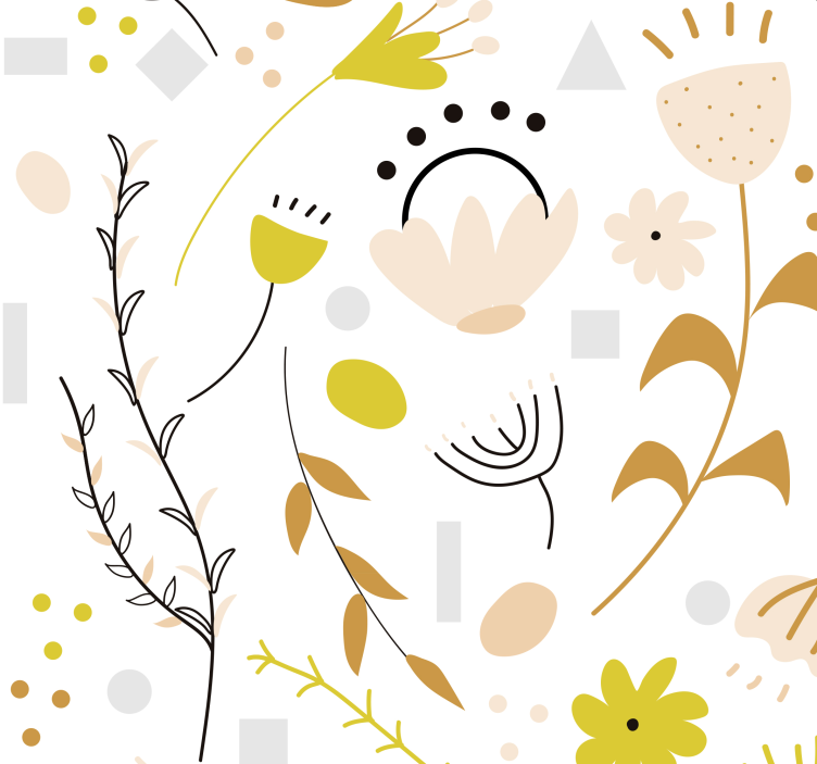 Kézzel rajzolt virágok és pontok virág tapéta - TenStickers