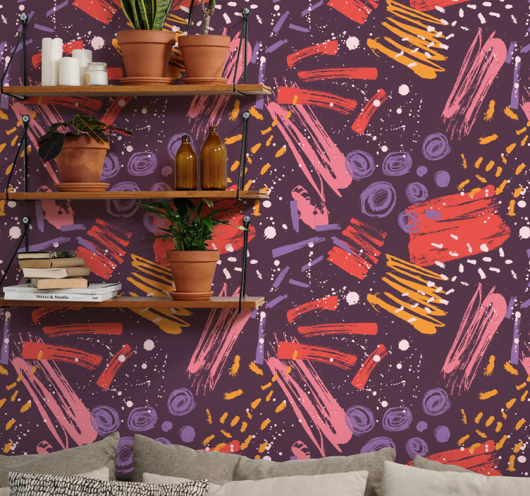 Kifejező ecsetvonások Tapéta absztrakt - TenStickers