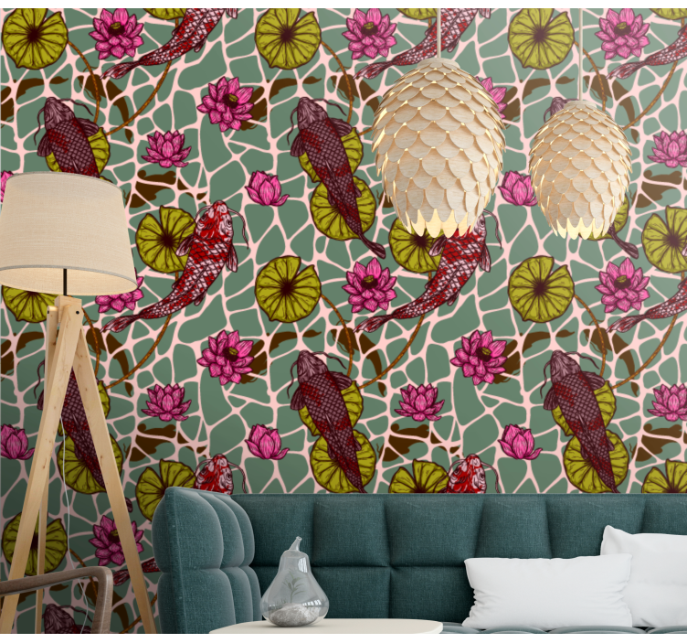 Koi tó motívum Tapéta halak - TenStickers