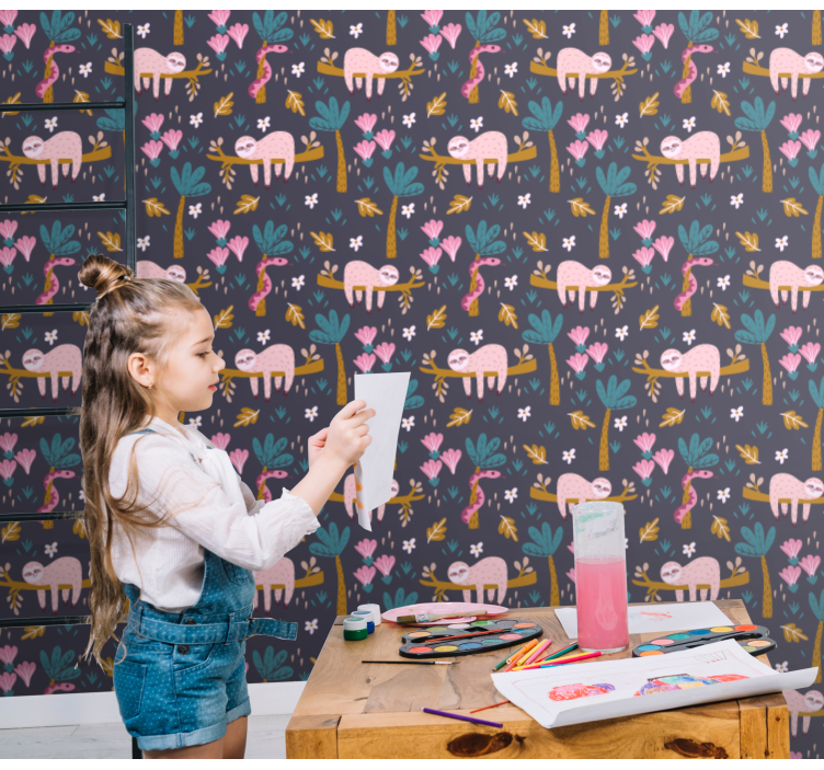 Lajhár és elhagyja a gyermekek tapétaét - TenStickers