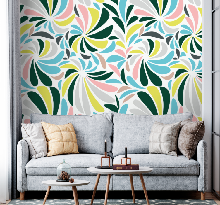 Láncolt színes tollak csíkos tapéta - TenStickers