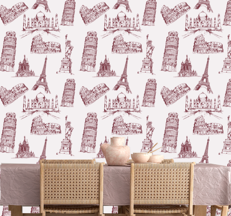 Leghíresebb műemlékek minta klasszikus tapéta - TenStickers