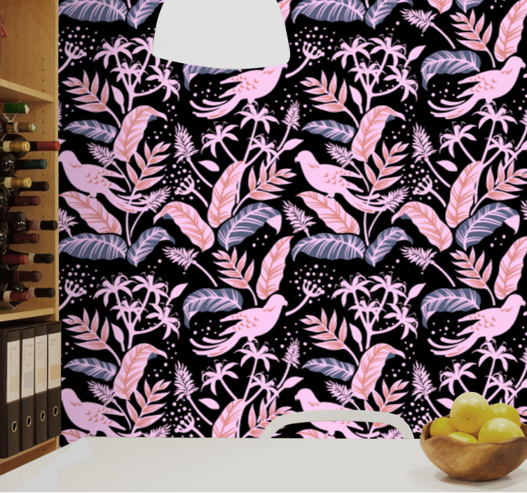 Madarak virágos harmóniája Tapéta Díszítő - TenStickers