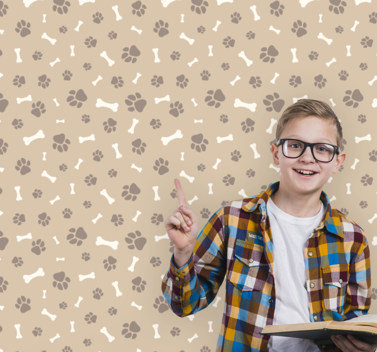 Mancs nyomat és kutya csont minta gyerekek tapéta - TenStickers