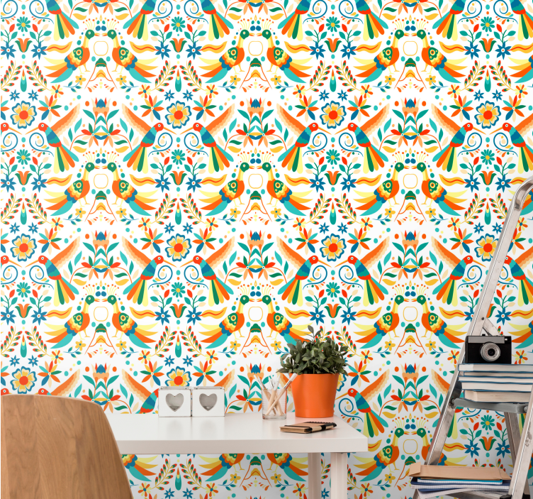 Mexikói állatok virágos tapéta - TenStickers