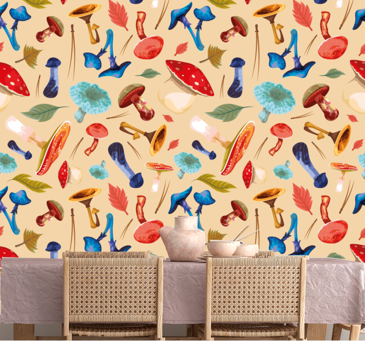 Mosás rajz gomba készlet konyha tapéta - TenStickers