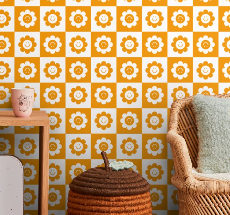 Mosolygó virágminta tapéta virágdíszes - TenStickers