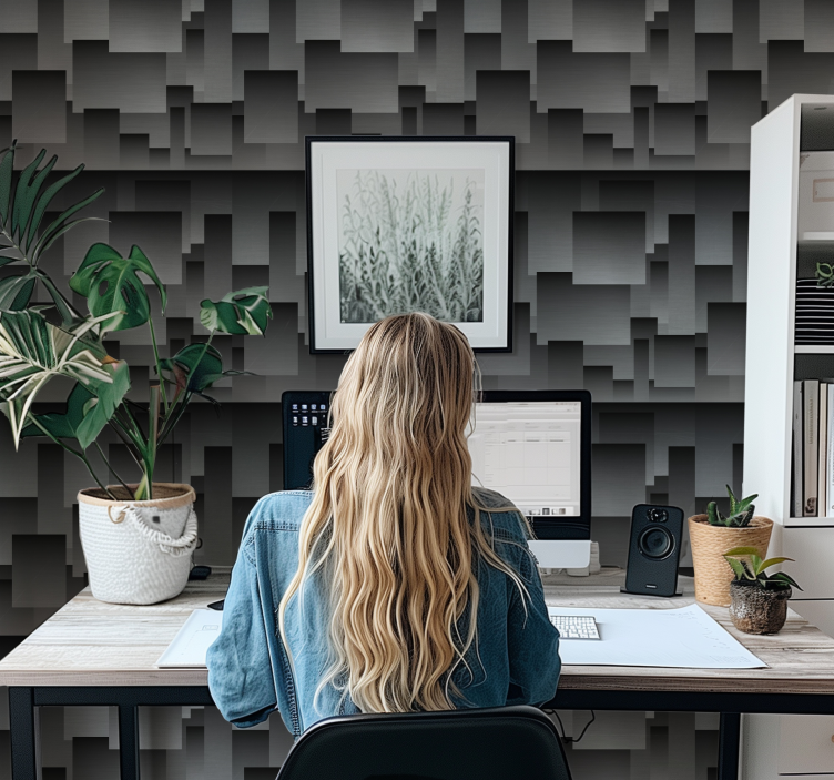 Négyzetek kialakítása Fekete Tapéta - TenStickers