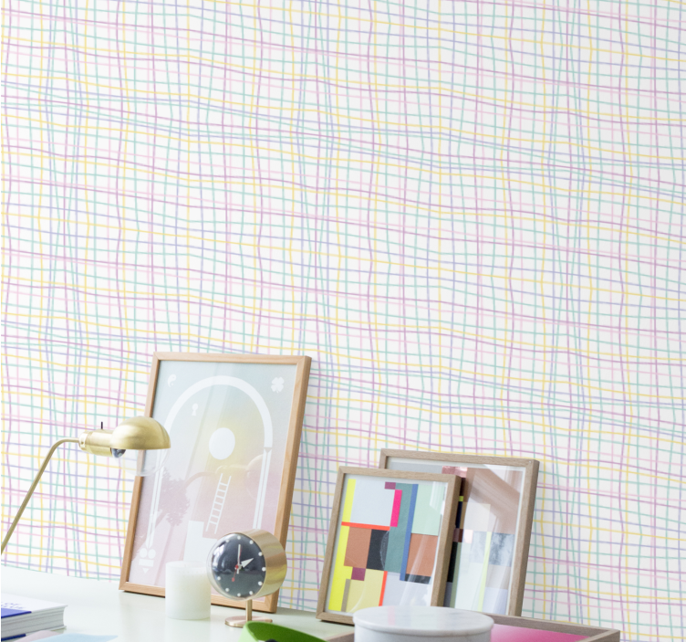 Pasztell színek aranyos rácsmintás gyerek tapéta - TenStickers