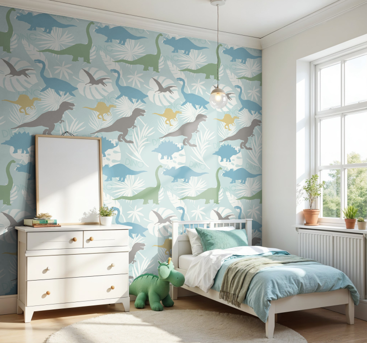 Pasztell színű minta Tapéta Dinoszauruszok - TenStickers