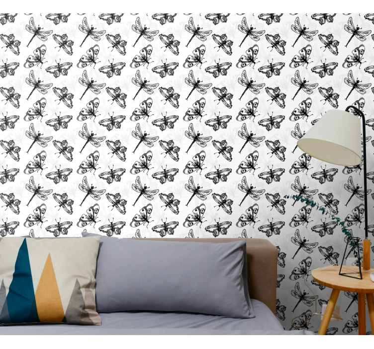 Fekete szitakötők Tapéta pillangó - TenStickers