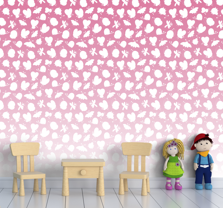 Pillangók rózsaszín lebomlás tapéta - TenStickers