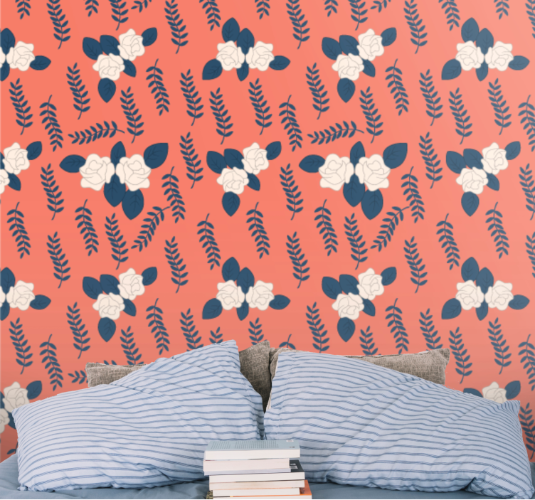 Piros páfrányok elrendezése Tapéta Virágdíszes - TenStickers