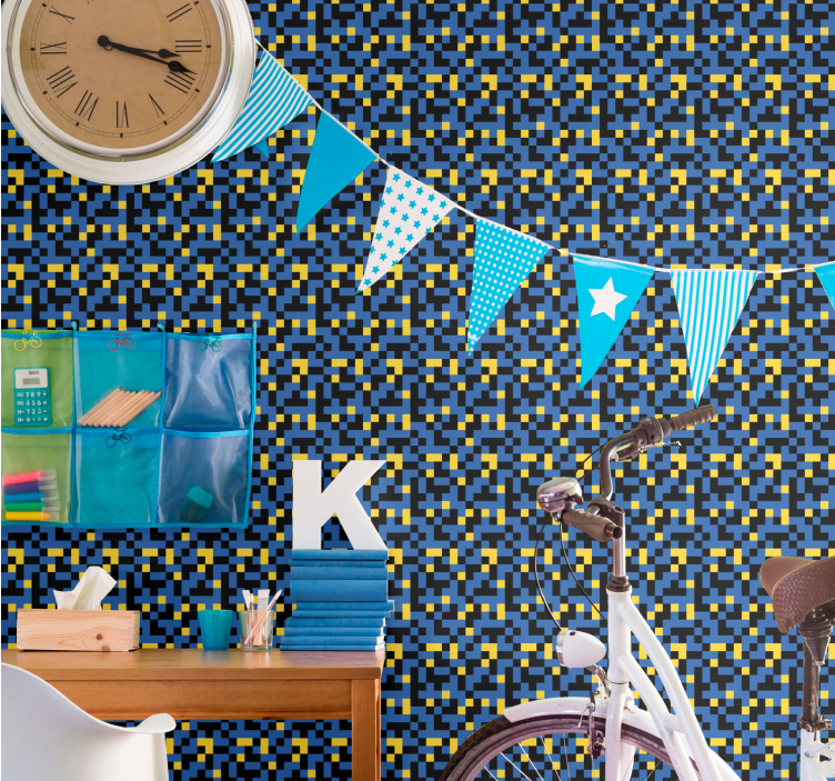 Pixelált színblokkok tapéta geometriai - TenStickers