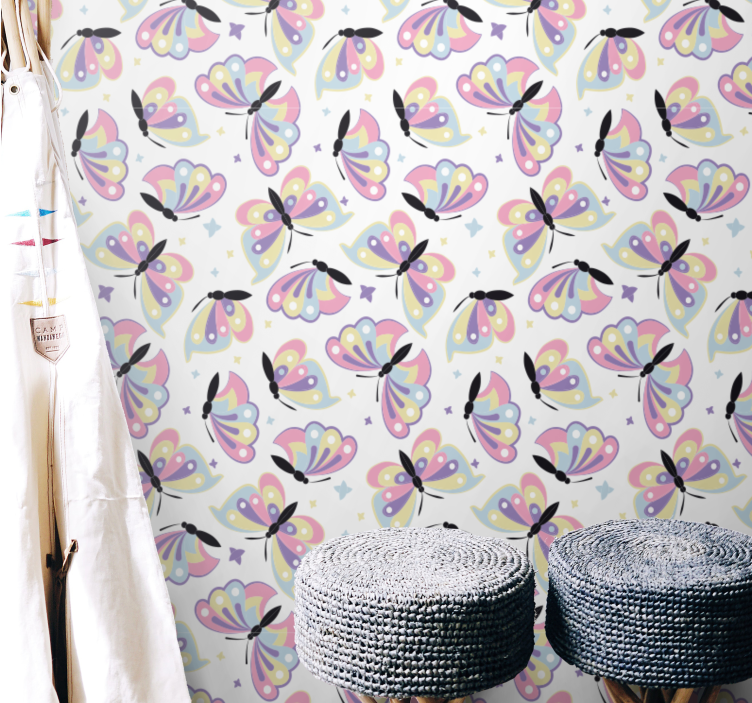 Repülő színes szárnyakat Tapéta pillangó - TenStickers