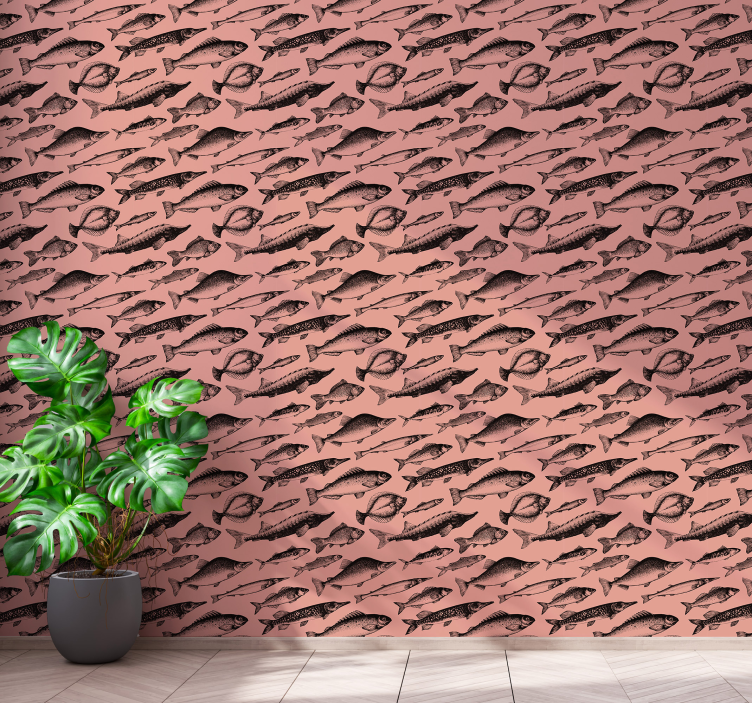 Rózsaszín hal mintás Tapéta halak - TenStickers